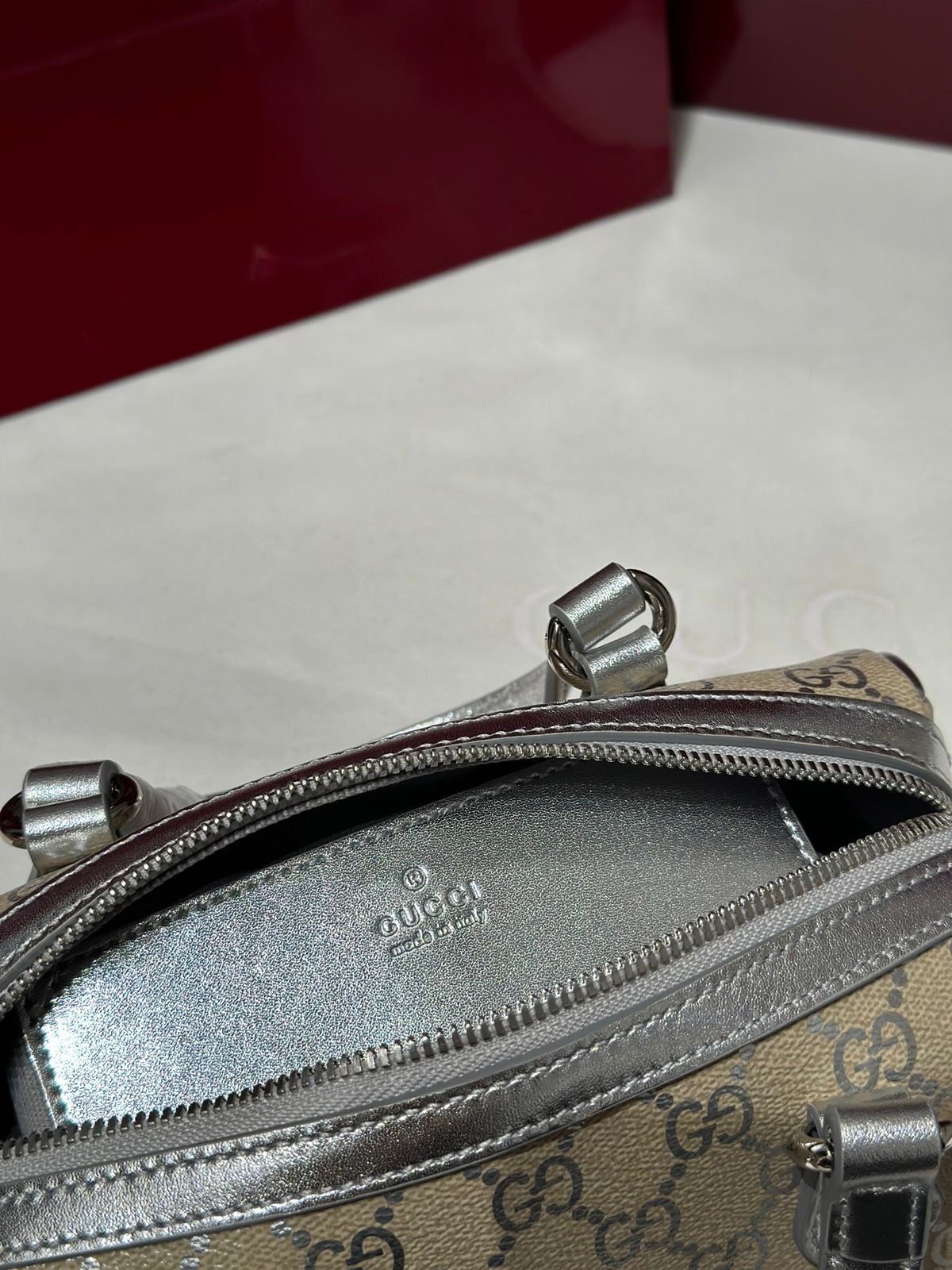 GG Emblem Small Boston Bag