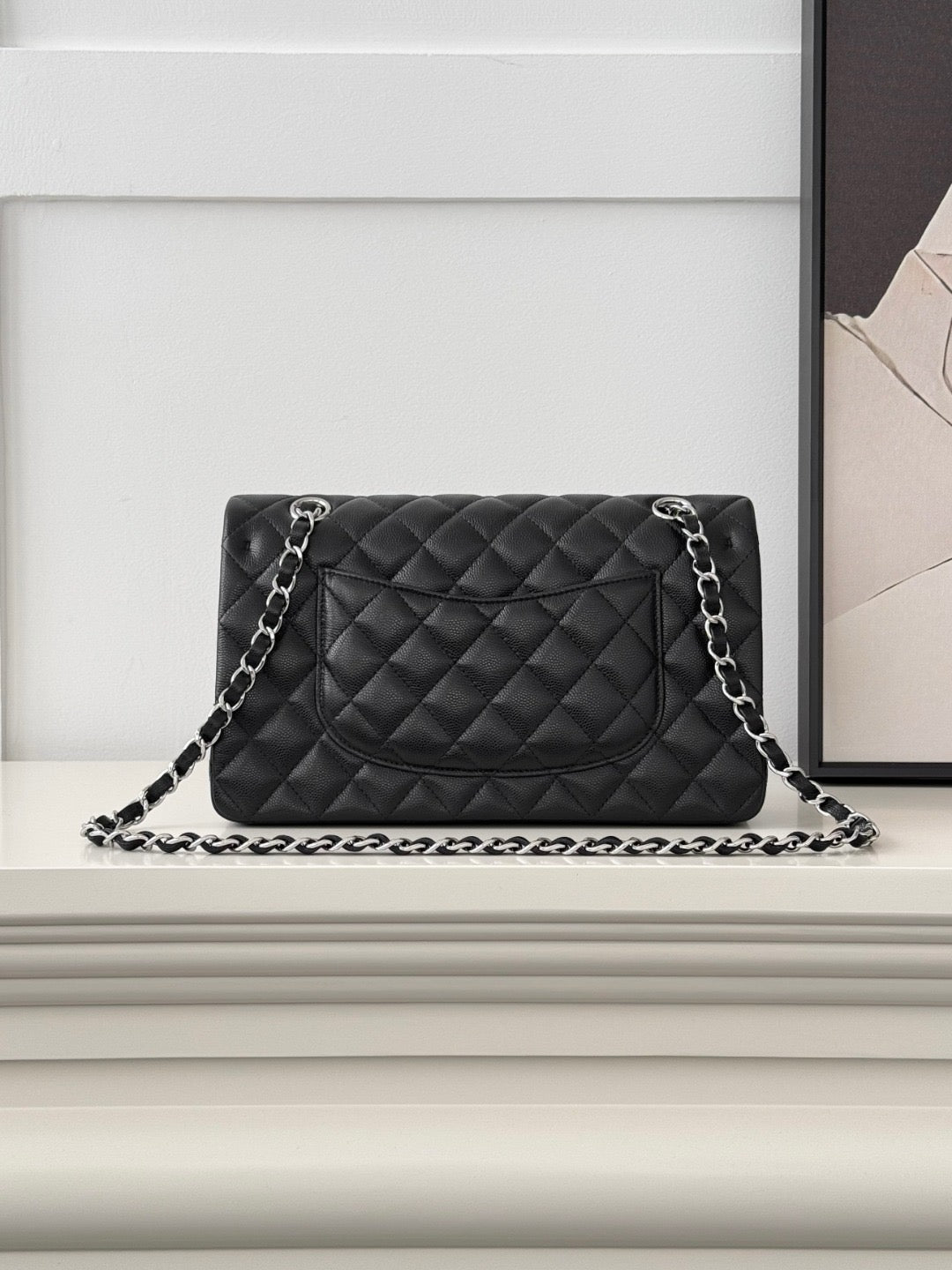 CLASSIC 25 CAVIAR SILVER HARDWARE