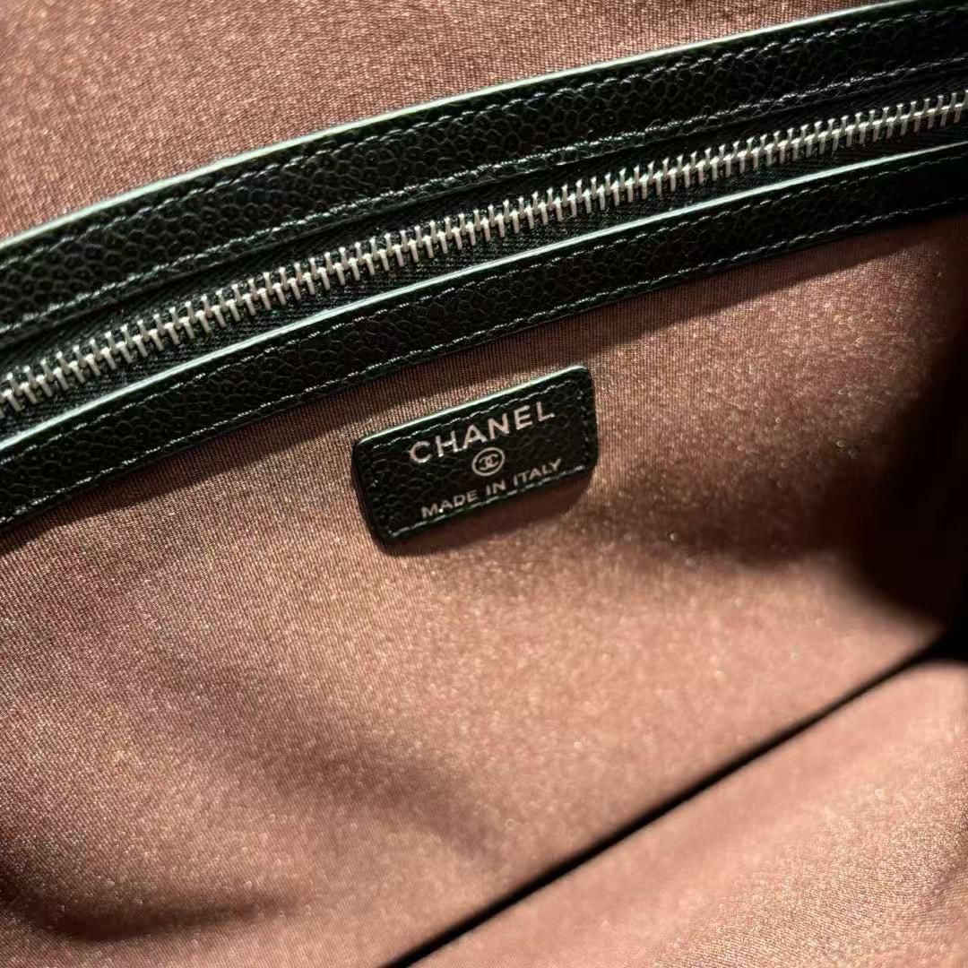 Black Leather Caviar Clutch