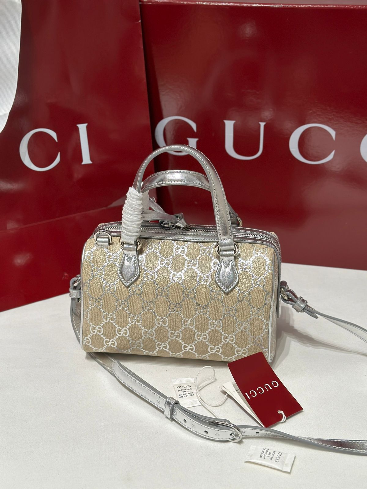 GG Emblem Small Boston Bag