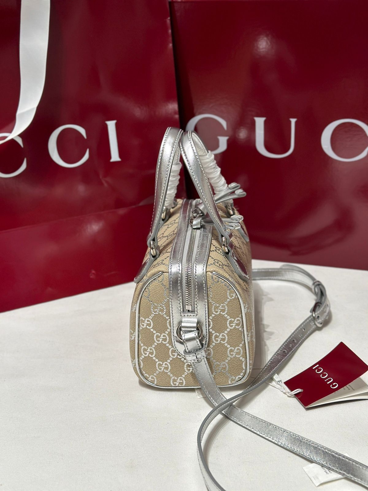 GG Emblem Small Boston Bag