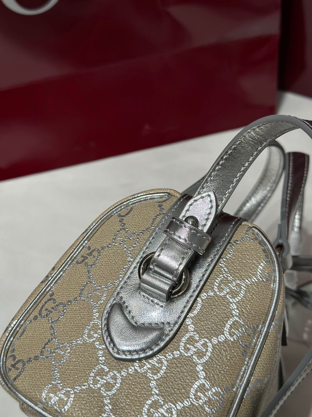 GG Emblem Small Boston Bag